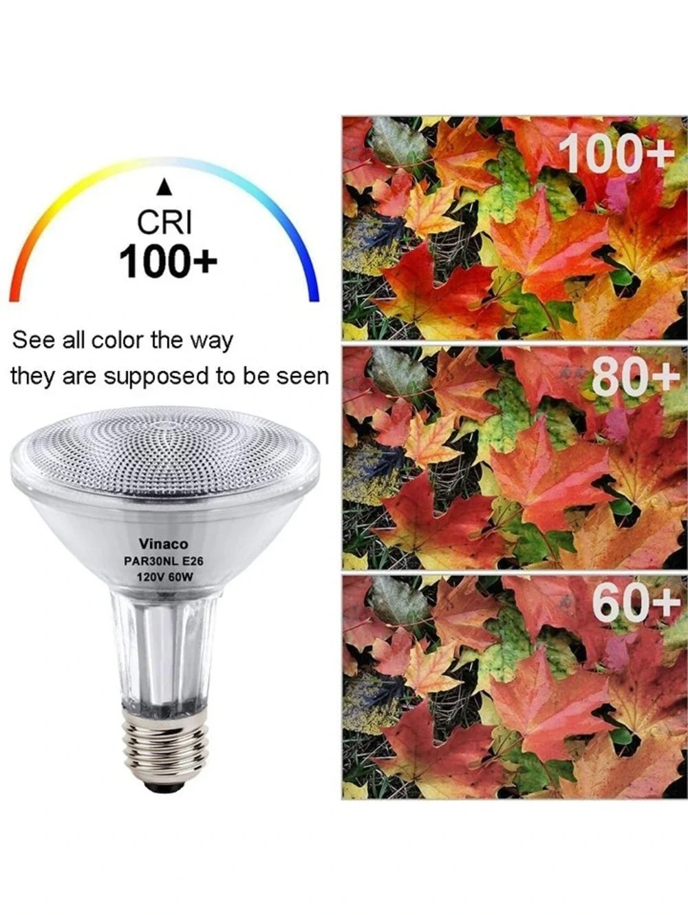 Vinaco PAR30L 60W Halogen Flood Light Bulbs E26 2800K Dimmable 6-Pack 1000LM
